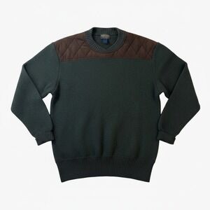 Woolrich Loden Wool Shooting Sweater Men's L Green Quilted Shoulder Hunting